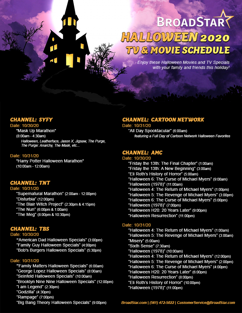 Halloween 2020 TV & Movie Schedule | Broadstar